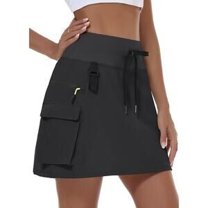 Mivei Hiking Cargo Skort Skirt High Waisted Black Women's Xl NWT